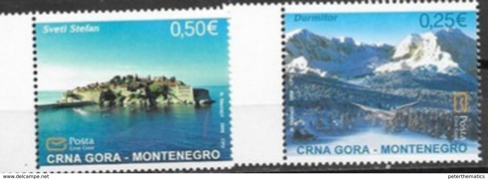 MONTENEGRO, 2008, MNH, TOURISM, MOUNTAINS, SVETI STEFAN, 2v - Other & Unclassified