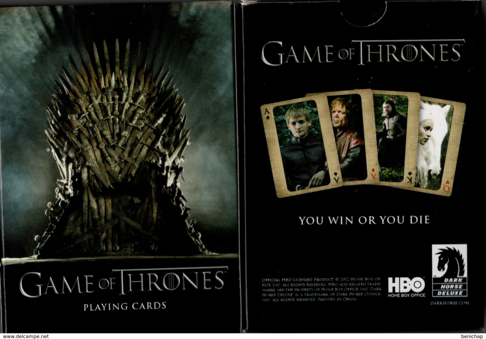 GAME OF THRONES - YOU WIN OR YOU DIE - HBO - PLAYING CARDS - DARK HORSE DELUXE - 2012 - 54 Cartes