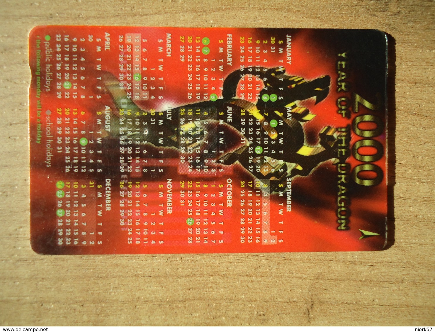 SINGAPORE USED CARDS  CALENDAR YEAR OF DRAGON  2000 - Astronomie