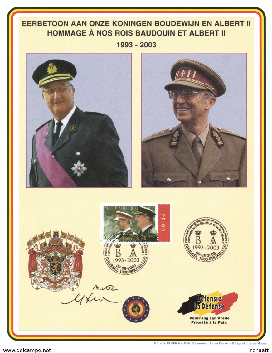 Belgium 2003 COB 3201 Commemoration Card Fonds Roman 9-8-2003, King Baudouin And Albert II - Souvenir Cards - Joint Issues [HK]