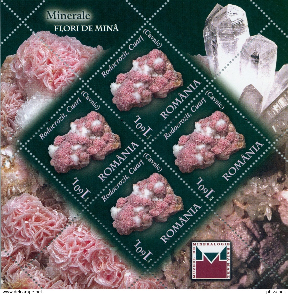 ROMANIA / RUMANIA 2010 , MNH , MINERALES , MINERAUX , MINERALS , GEOLOGIA , MINERIA , GEOLOGY , MINING - Minéraux