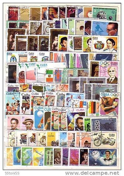 CUBA  100 Timbres Commémoratifs Tous Différents  – Oblitérés /used (O) - Collections, Lots & Series