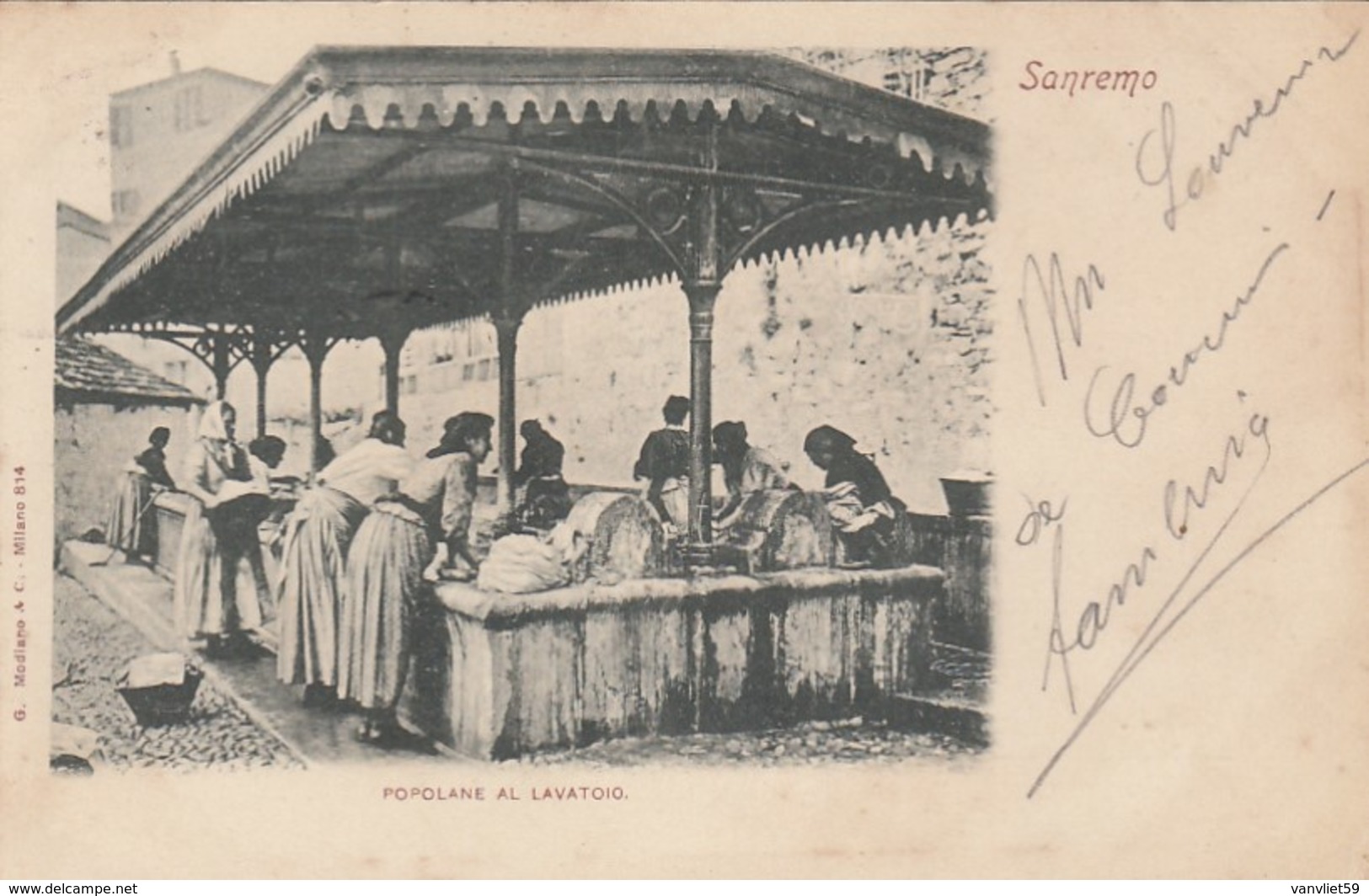 SANREMO-IMPERIA-POPOLANE AL LAVATOIO-=LAVANDAIE=CARTOLINA VIAGGIATA IL 13-3-1899 - San Remo