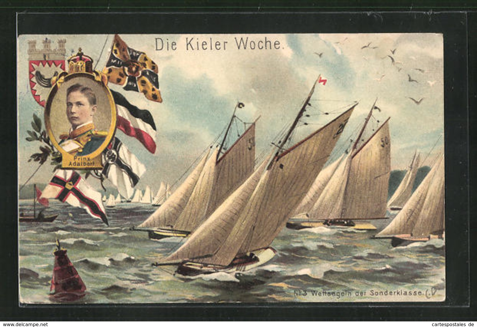 AK Kiel, Wettsegeln Der Sonderklasse Auf Der Kieler Woche, Porträt Prinz Adalbert - Sailing