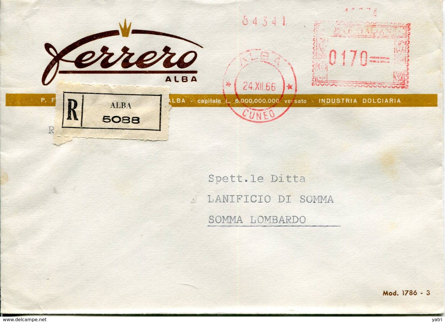 Italia (1966) -  Raccomandata Da Alba (CN) - Macchine Per Obliterare (EMA)