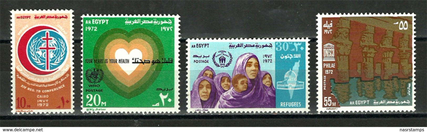 Egypt - 1972 - UN - United Nation Day - WHO - Refugees - Save Philae - MNH** - Egittologia