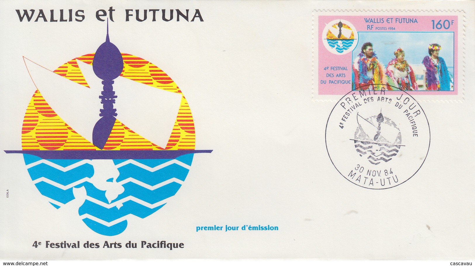 Enveloppe  FDC  1er  Jour   WALLIS  ET  FUTUNA    4éme  Festival  Des  Arts  Du  Pacifique   1984 - FDC