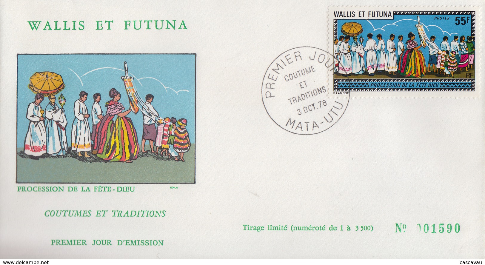 Enveloppe  FDC  1er  Jour   WALLIS  ET  FUTUNA    Coutumes  Et  Traditions    1978 - FDC