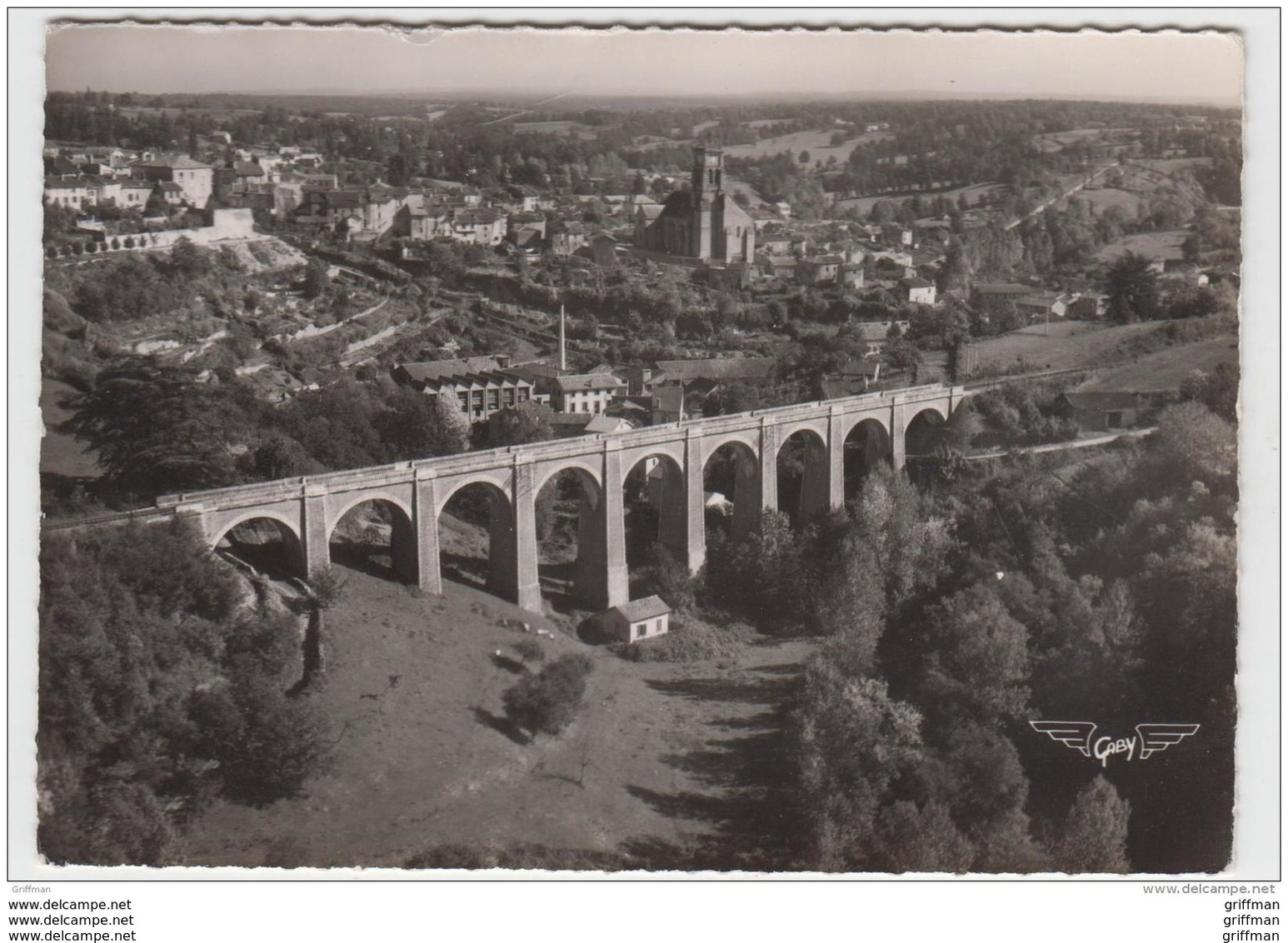 BELLAC LA FRANCE VUE DU CIEL LE VIADUC LA VILLE ET L'EGLISE NOTRE DAME CPSM NEUVE - Bellac