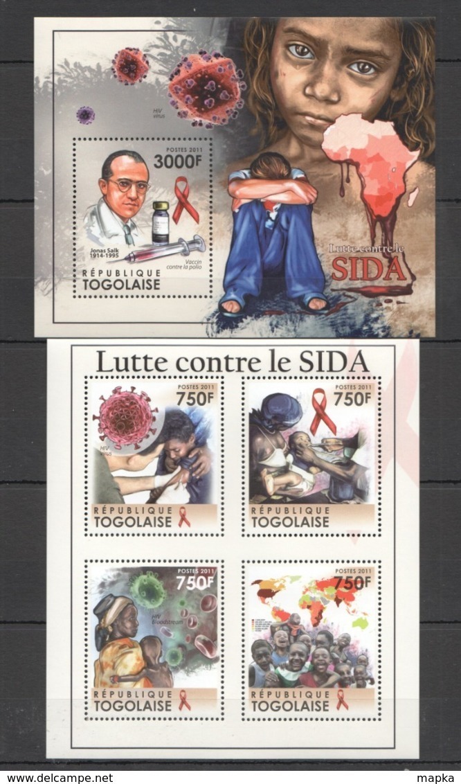 TG1047 2011 TOGO TOGOLAISE SCIENCE RED CROSS FIGHT AGAINST AIDS KB+BL MNH - Disease