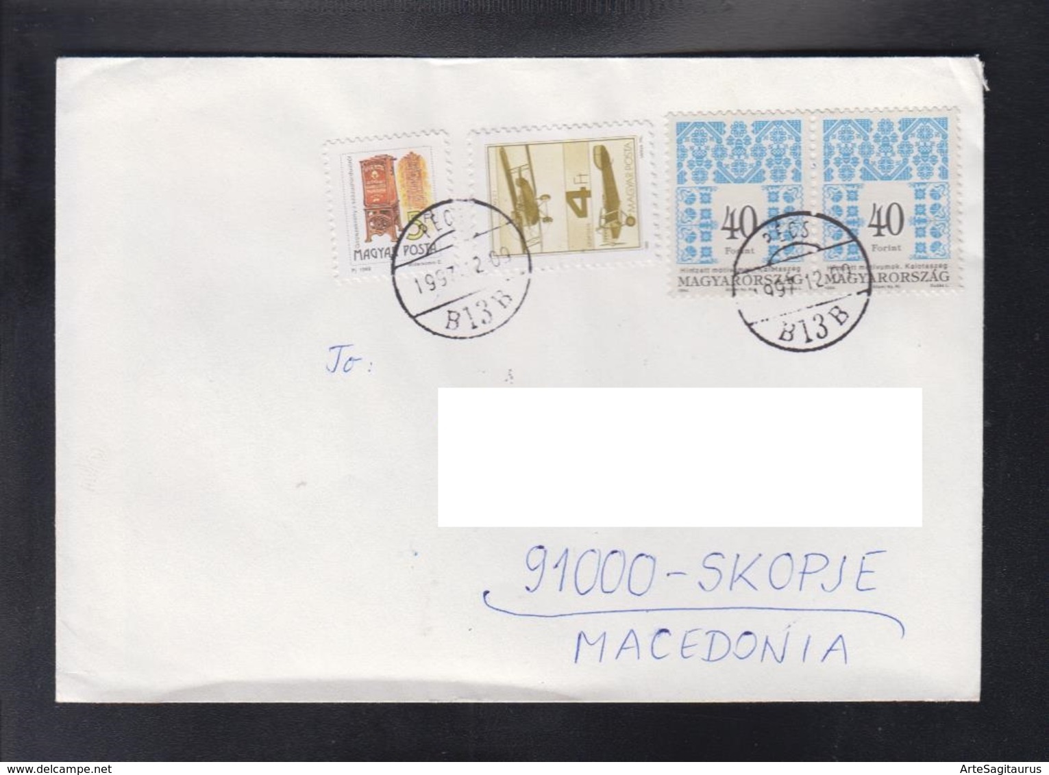 HUNGARY, COVER / POSTBOX, AIRPLANE, FOLKLORE, REPUBLIC OF MACEDONIA ** - Covers & Documents