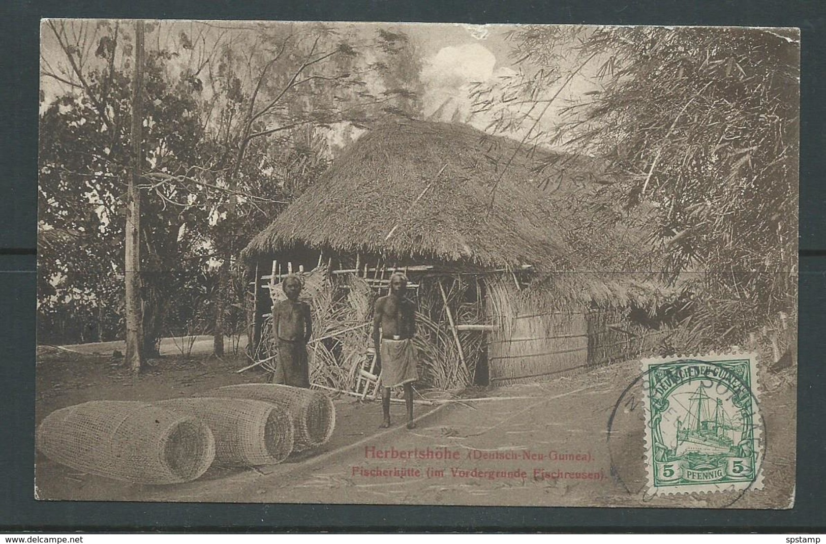 New Guinea German 1910 PPC Simpsonhafen To Spokane USA 5pf Green Yacht Franking - Nouvelle-Guinée