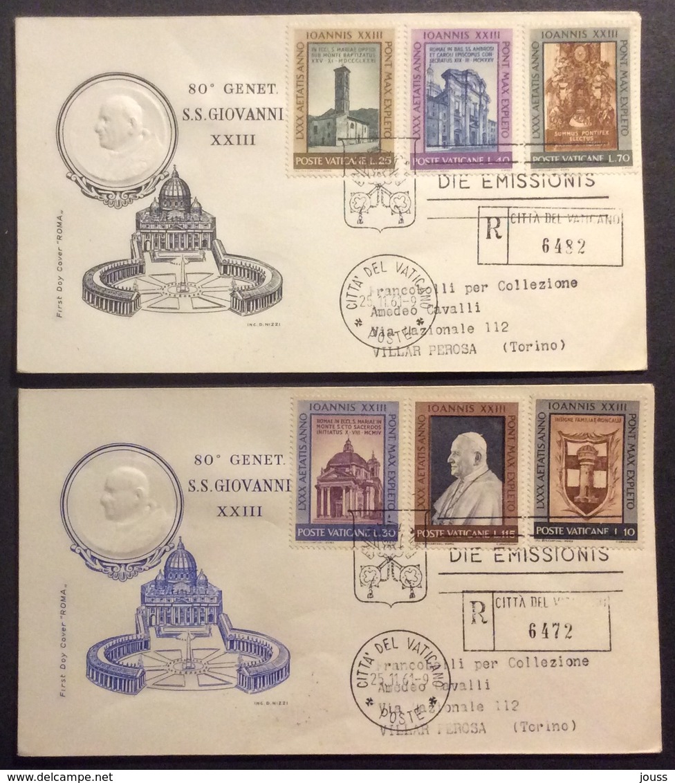 Va8  80° Genet. Giovanni XXIII 25/11/1961 FDC Premier Jour Primo Giorno Vaticano Lot 2 Lettre - FDC