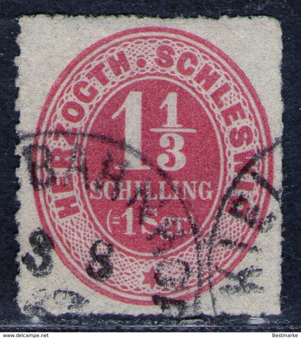 Kiel Bahnhof 3/8 67 Auf 1 1/3 Shillinge Karmin - Schleswig Holstein Nr. 15 - Kabinett - Tiefst Geprüft - Schleswig-Holstein