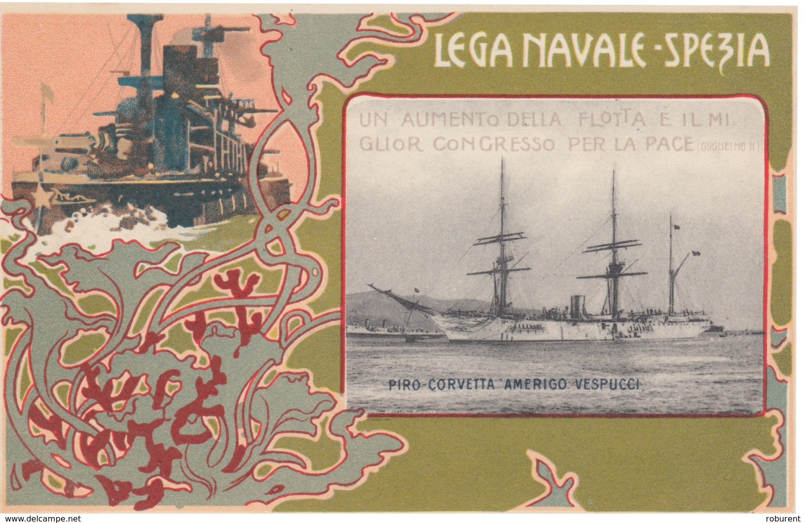 CARTOLINA - MARINA MILITARE - LEGA NAVALE SPEZIA - PIRO CORVETTA "AMERIGO VESPUCCI" - Guerre