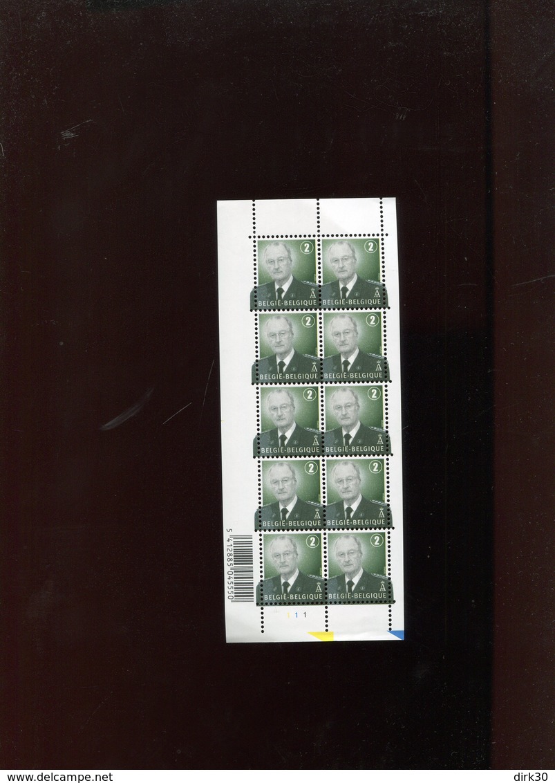 Belgie 3696 Albert II Monarchie Full Sheet 2007  MNH Plaatnummer 1 - Feuilles Complètes & Feuillets