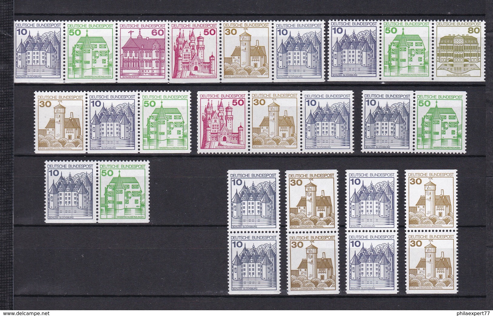 BRD - 1977/82 - Burgen Und Schlösser - Zusammendrucke - Sammlung - Postfrisch - Ungebraucht