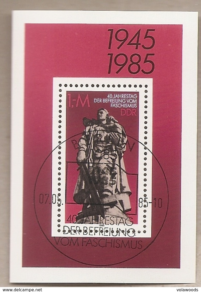 DDR - Foglietto FDC Con Annullo Speciale MICHEL Block 82: 40° Anniversario Della Liberazione - 1985 * G - Seconda Guerra Mondiale