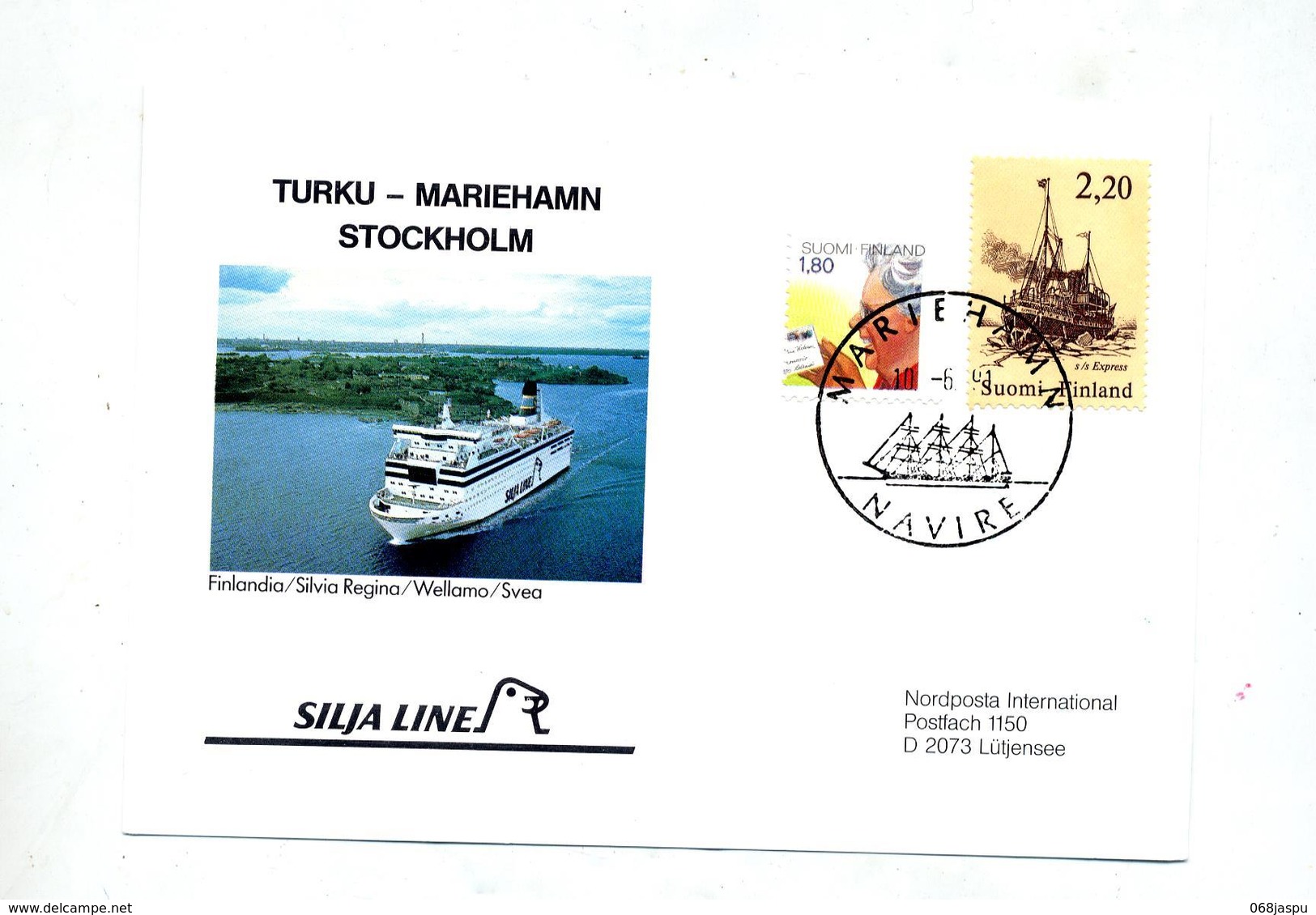 Carte  Cachet Mariehamn  Sur Bateau Silja Line - Cartas & Documentos