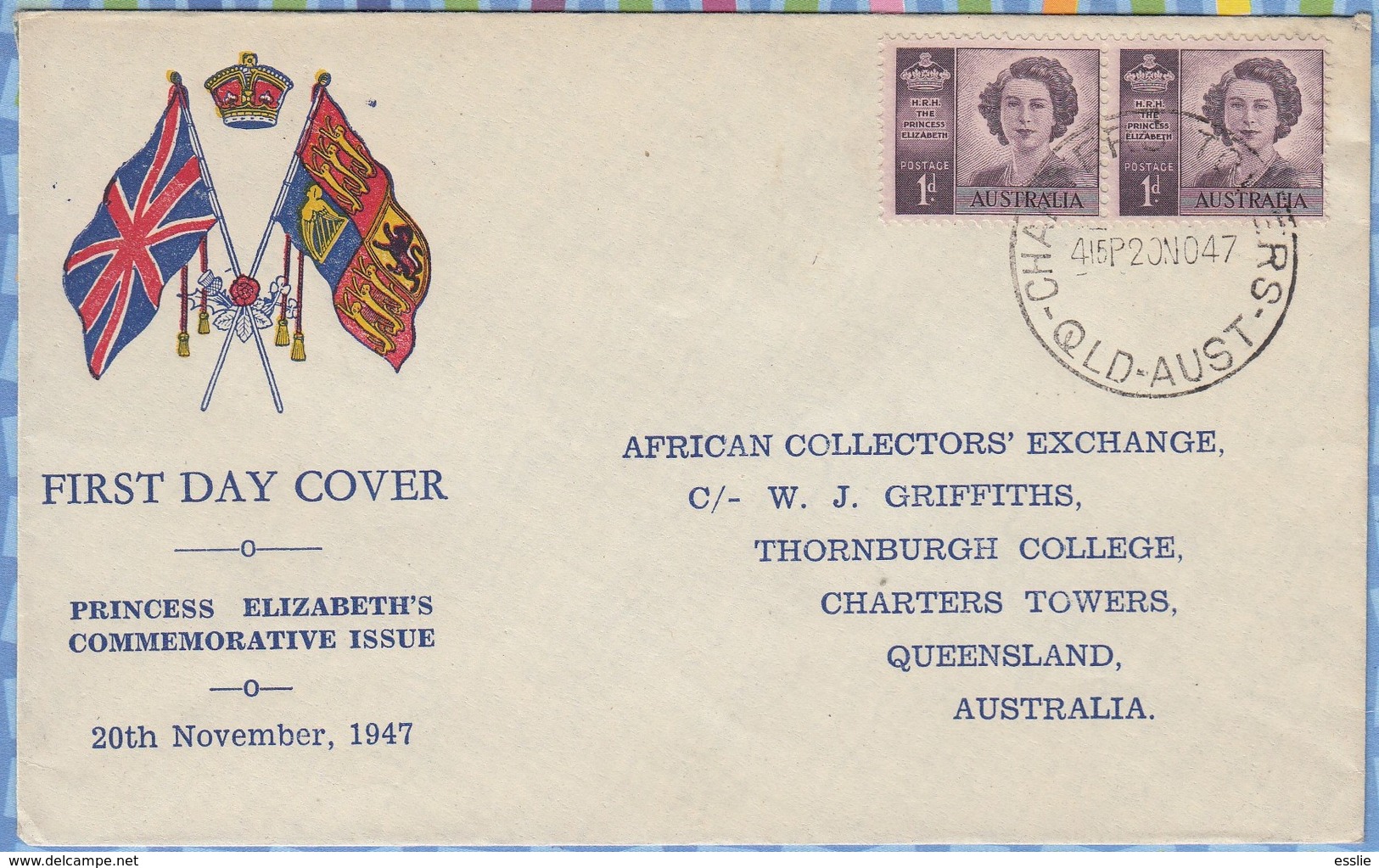 Australia FDC - 1947 - Princess Elizabeth - Lettres & Documents