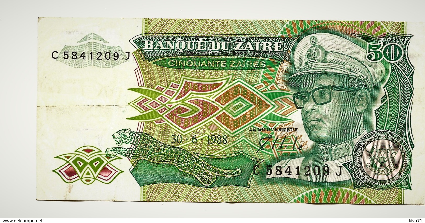 50 Zaïres     "ZAÏRE "   30 6 1988      Ro1 - Zaire