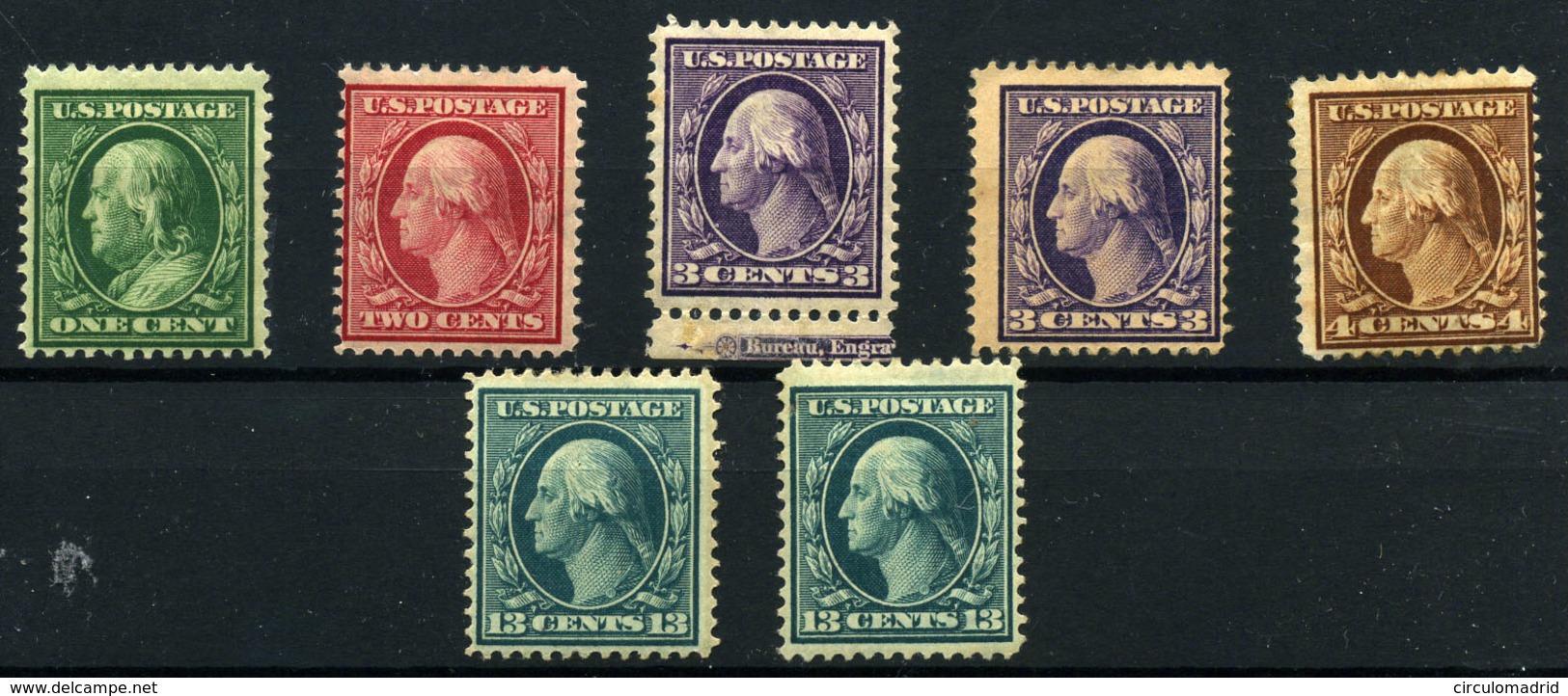 Estados Unidos Nº 167/70, 175. Año 1908/9 - Unused Stamps