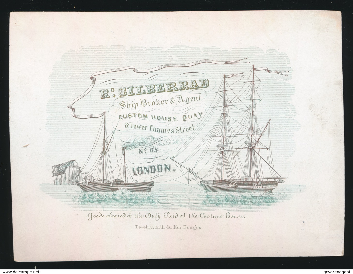 LONDON PORSELEINKAART  14X11 CM - Rd.SILBERRAD SHIP BROKER & AGENT CUSTON HOUSE A LOWER THAMSE STREET 65 LONDON 4 SCANS - Advertising