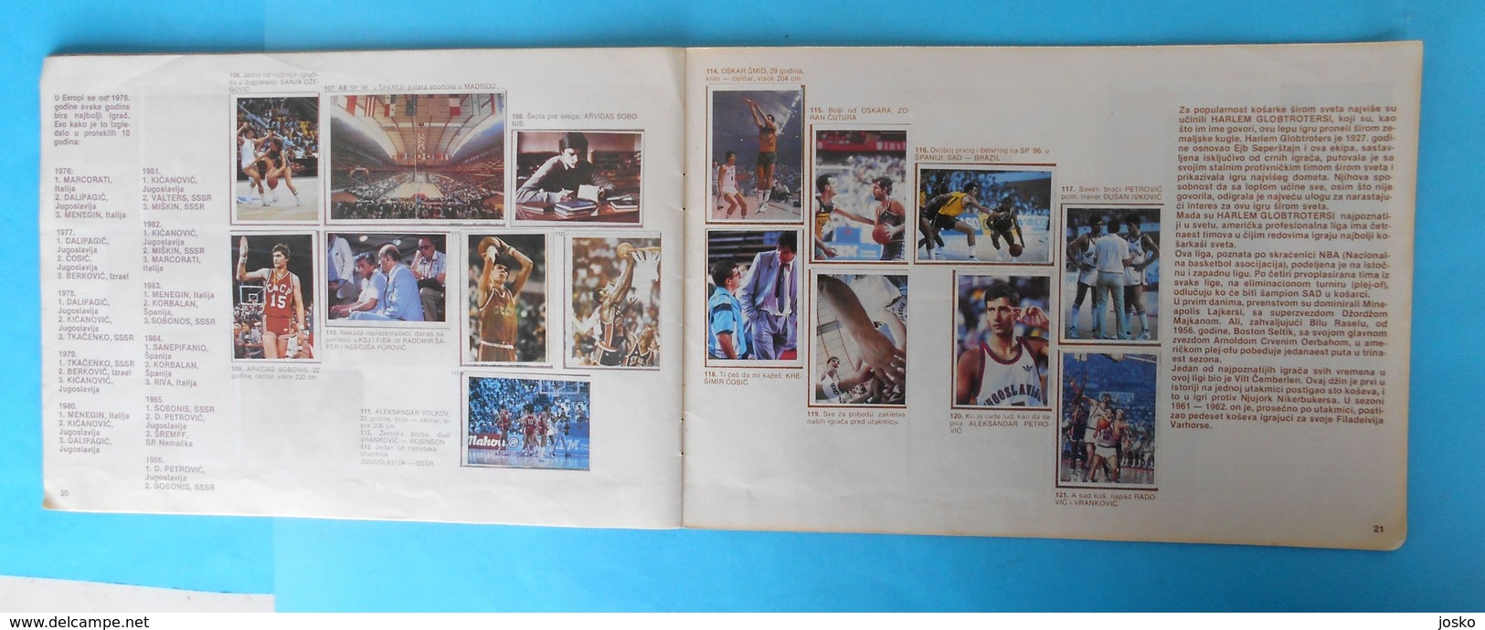 YUGOSLAVIAN OLD BASKETBALL ALBUM Kareem Abdul-Jabbar Magic Johnson Larry Bird Julius Erving Drazen Petrovic LA Lakers