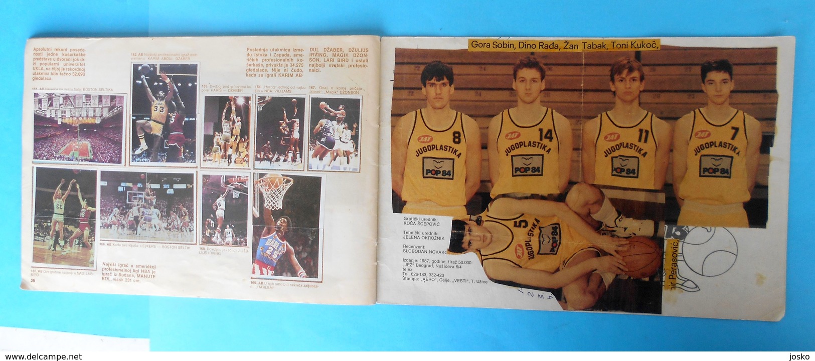 YUGOSLAVIAN OLD BASKETBALL ALBUM Kareem Abdul-Jabbar Magic Johnson Larry Bird Julius Erving Drazen Petrovic LA Lakers