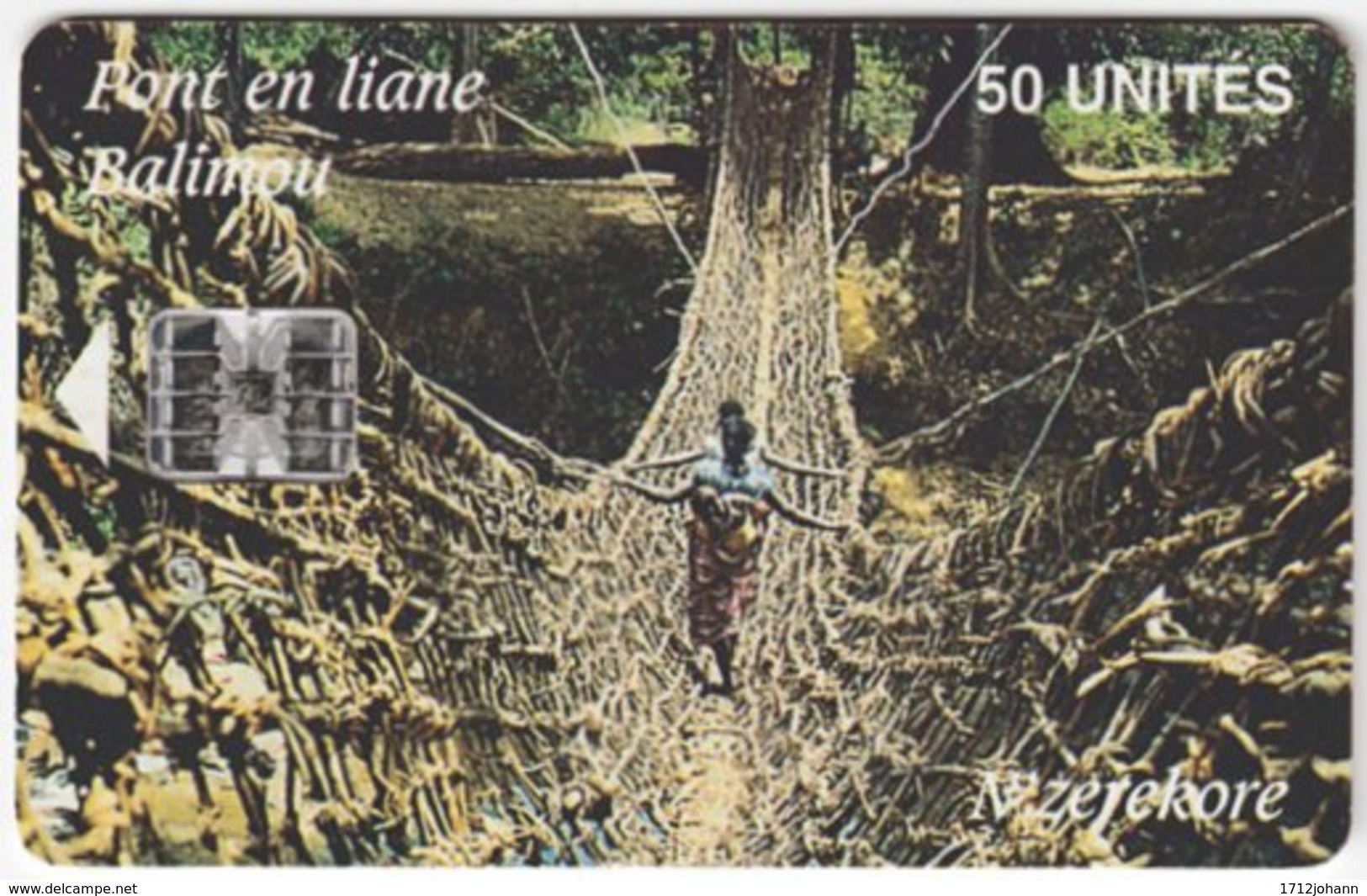 GUINEA A-013 Chip SoTelGui - Culture, Traditional Suspension Bridge - Used - Guinea