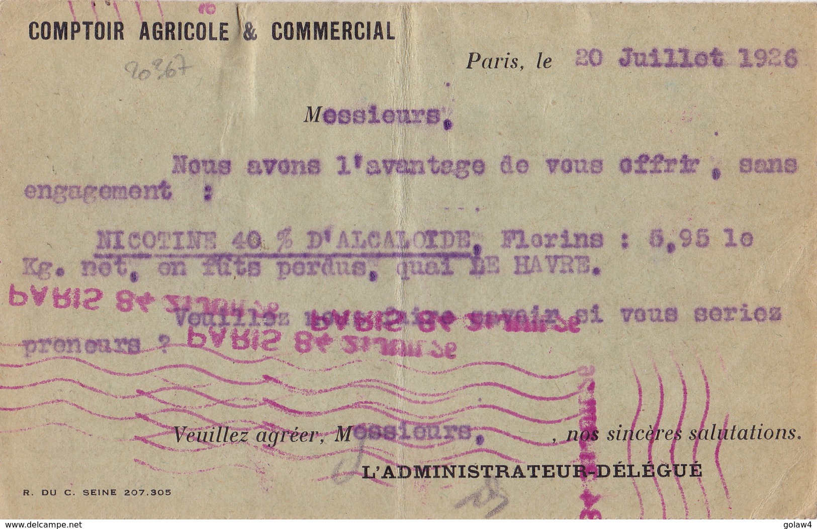 20367# CARTE POSTALE EMA A 0612 Obl PARIS 84 1926 Pour AMSTERDAM PAYS BAS NEDERLAND EMPREINTE MACHINE A AFFRANCHIR - EMA (Empreintes Machines à Affranchir)