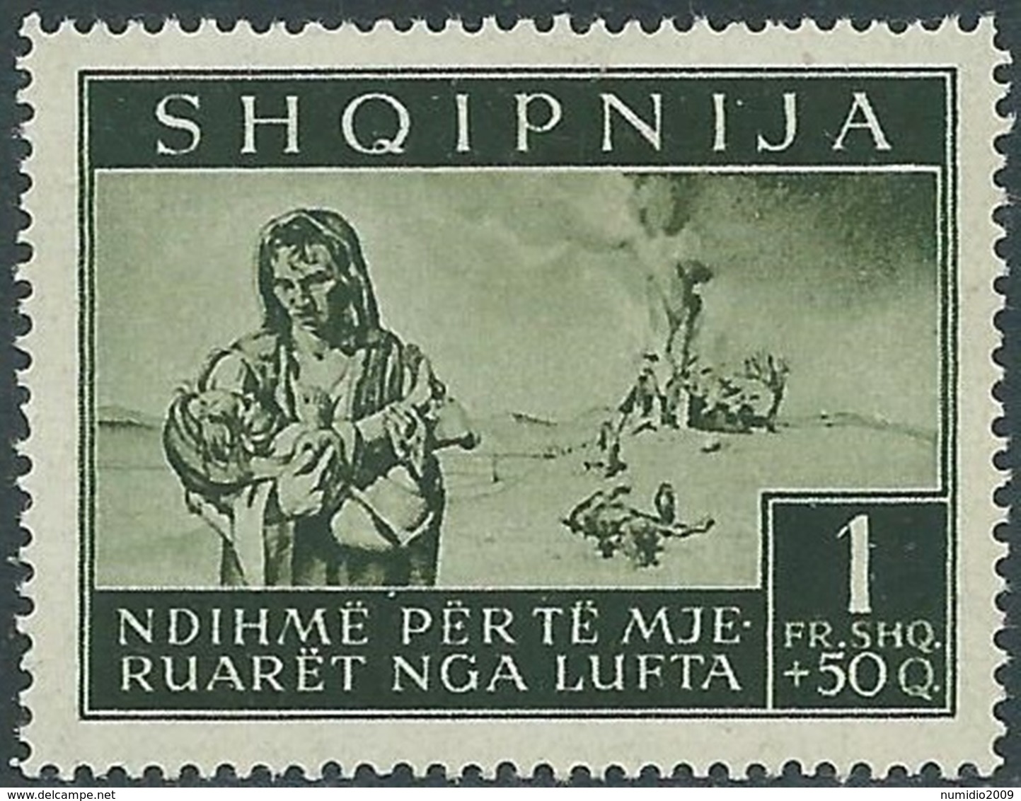 1944 OCCUPAZIONE TEDESCA ALBANIA PRO SINISTRATI 1 F MNH ** - RB41-6 - Deutsche Bes.: Albanien