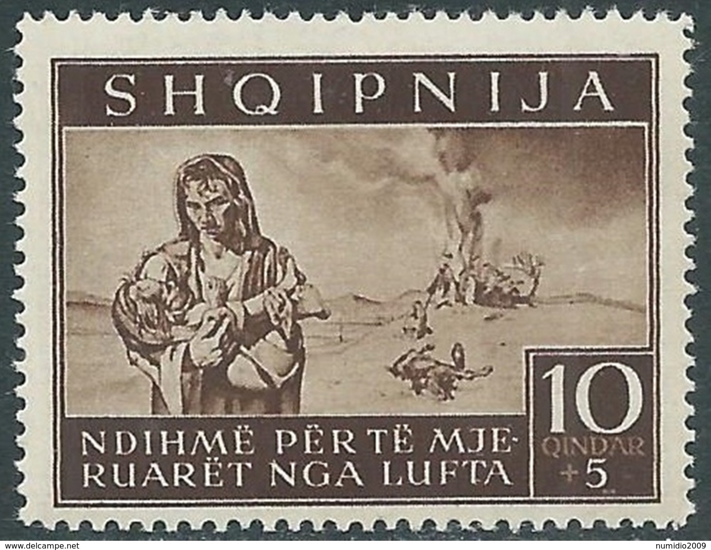 1944 OCCUPAZIONE TEDESCA ALBANIA PRO SINISTRATI 10 Q MNH ** - RB41-6 - Ocu. Alemana: Albania