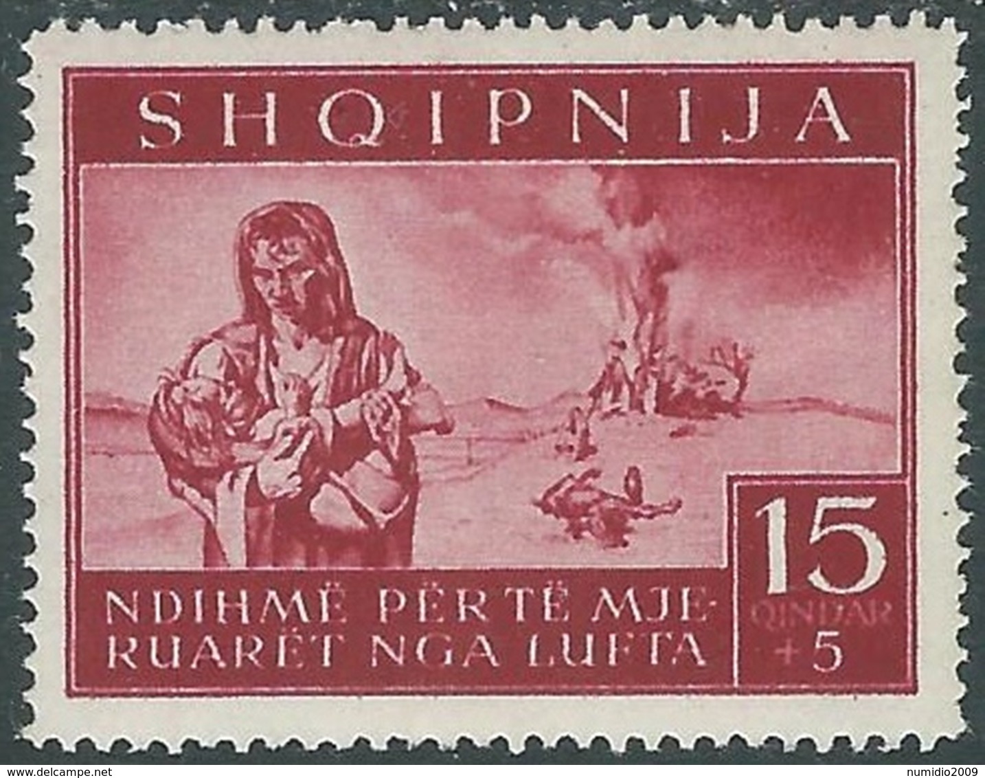 1944 OCCUPAZIONE TEDESCA ALBANIA PRO SINISTRATI 15 Q MH * - RB41-6 - Duitse Bez.: Albanië