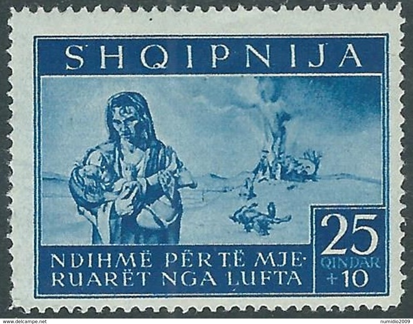 1944 OCCUPAZIONE TEDESCA ALBANIA PRO SINISTRATI 25 Q MH * - RB41-6 - Duitse Bez.: Albanië