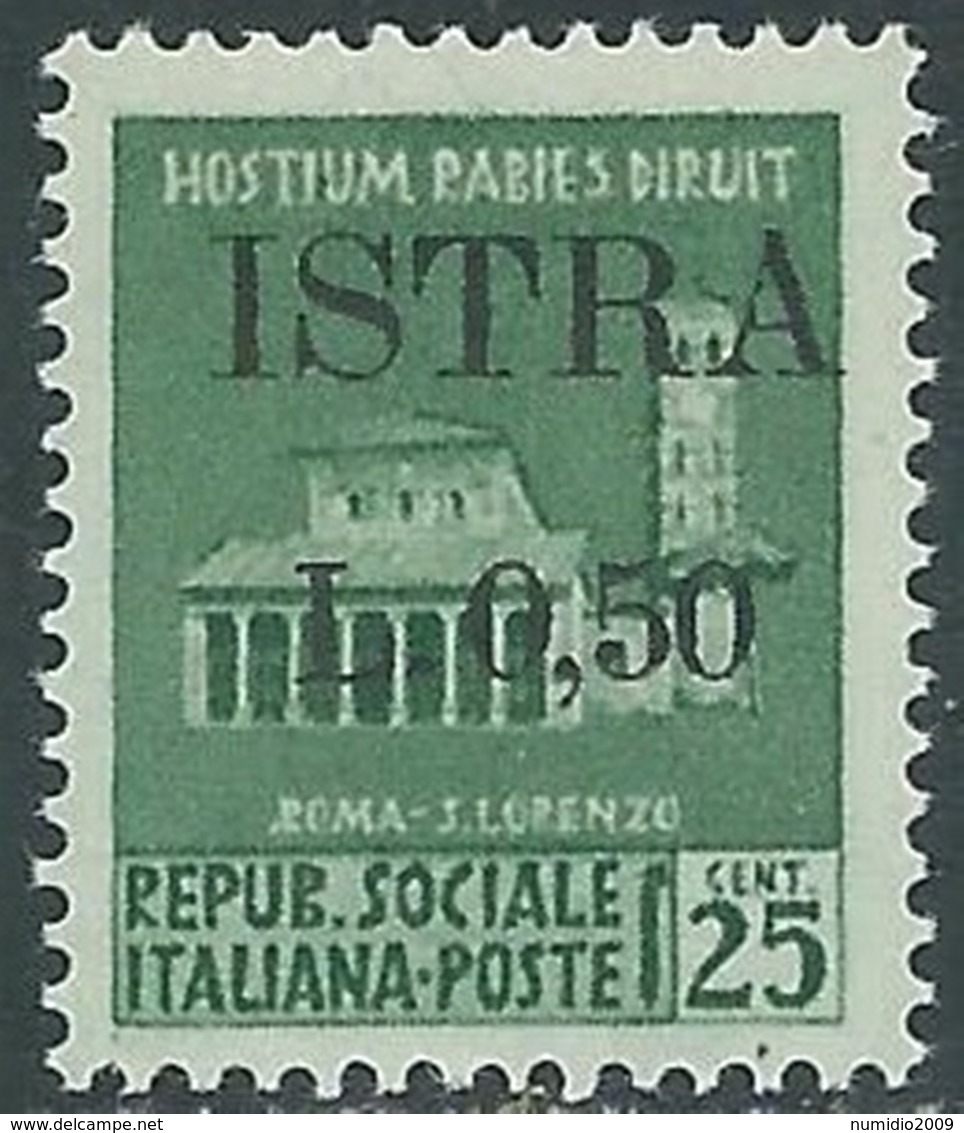 1945 OCCUPAZIONE JUGOSLAVA ISTRIA POLA 50 CENT SU 25 CENT MNH ** - RB37-7 - Occ. Yougoslave: Istria