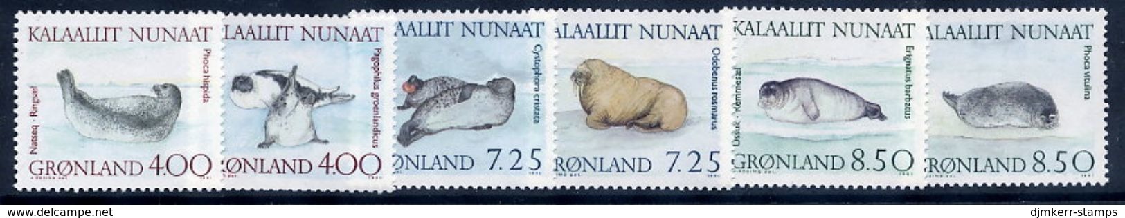 GREENLAND 1991 Seals And Walrus MNH / **.  Michel 211-16 - Unused Stamps