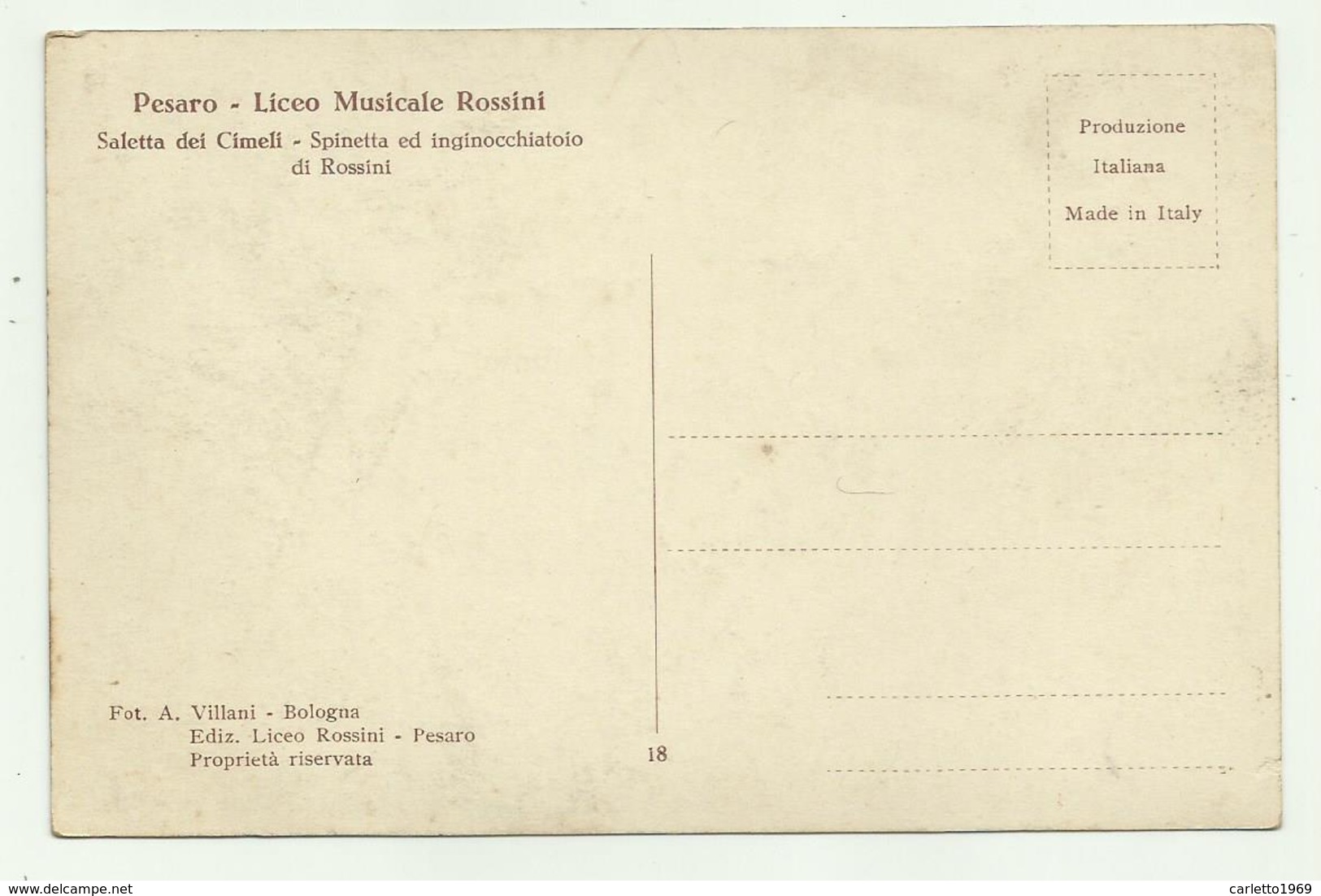 PESARO - LICEO MUSICALE ROSSINI - SALETTA DEI CIMELI - SPINETTA ED INGINOCCHIATOIO DI ROSSINI - NV FP - Pesaro