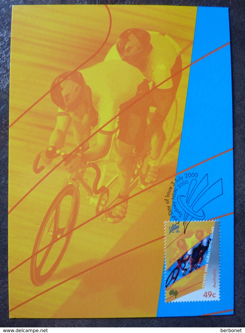 SYDNEY 2000 AUSTRALIA MAXIMUM CARD FDC CYCLING PARALYMPIC GAMES - Handisport