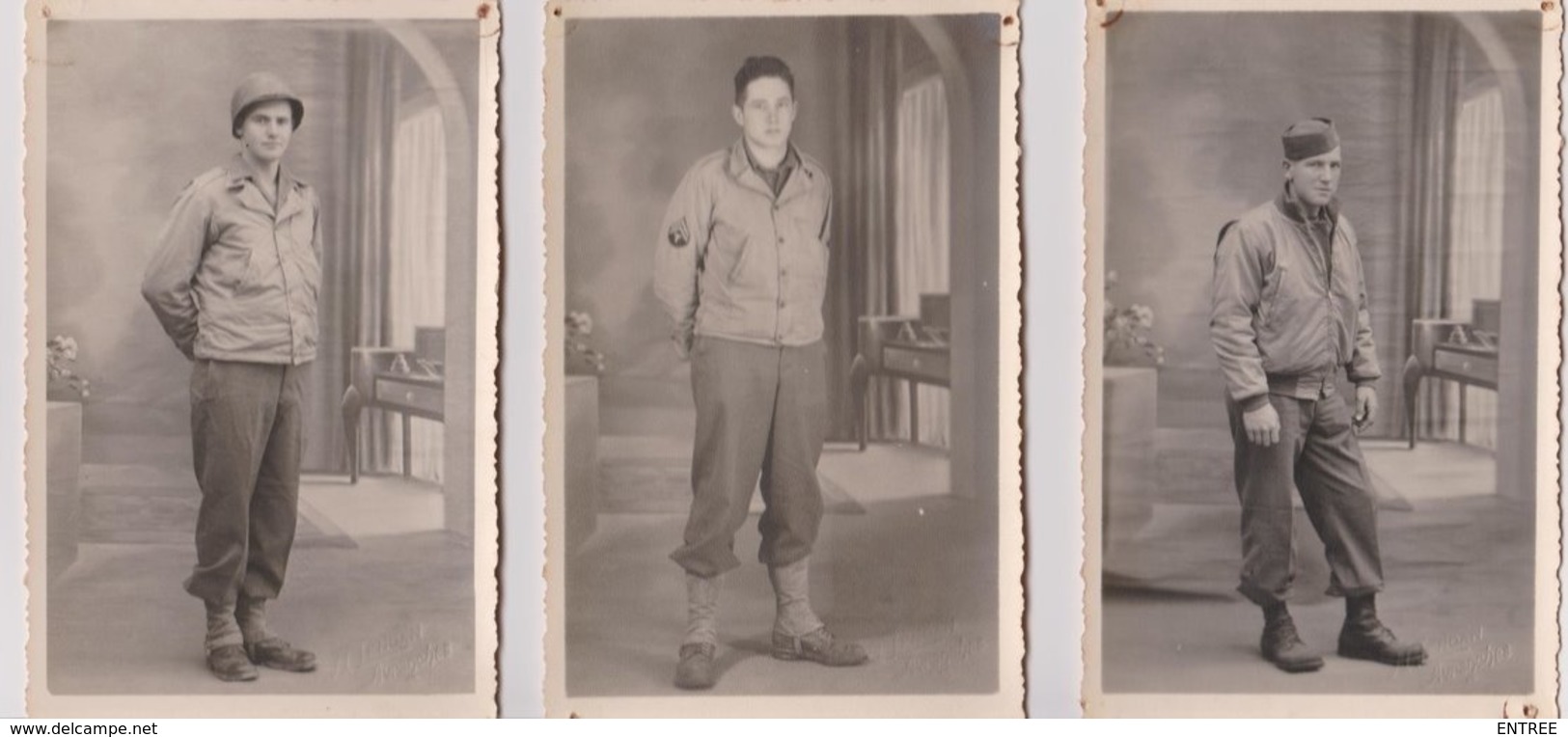 3 Photographies Originaux De 1945 Soldats Américains - War, Military