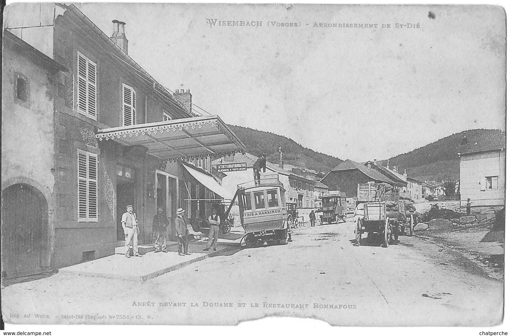 WISEMBACH 88 VOSGES ARRONDISSEMENT DE SAINT DIE ARRÊT DEVANT LA DOUANE ET RESTAURANT BONNAFOUX AUTOCAR EDIT. WEICK - Otros & Sin Clasificación