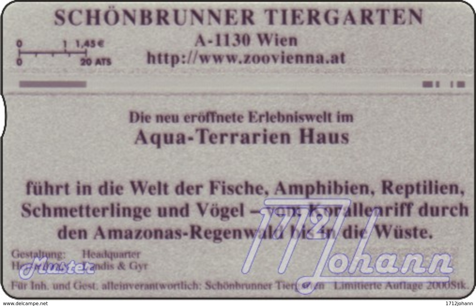 AUSTRIA Private: *Tiergarten Schönbrunn  8 - Aquaterrarium* - SAMPLE [ANK F495] - Oesterreich