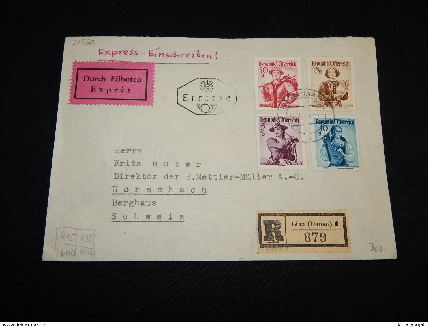 Austria 1949 Linz Registered Express Cover__(L-31520) - Storia Postale