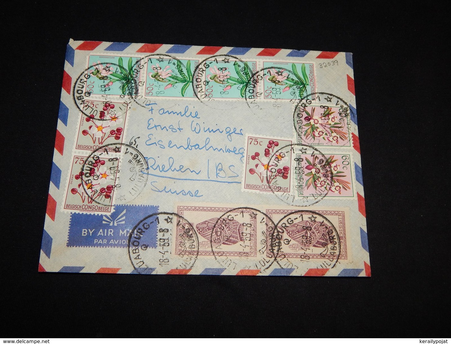 Belgian Congo 1959 Luluabourg Air Mail Cover To Switzerland__(L-32039) - Brieven En Documenten