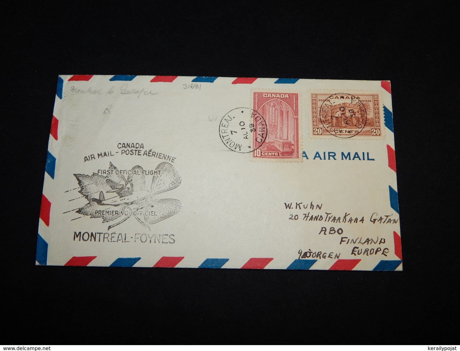 Canada 1939 Montreal-Foynes First Flight Cover__(L-31681) - Covers & Documents