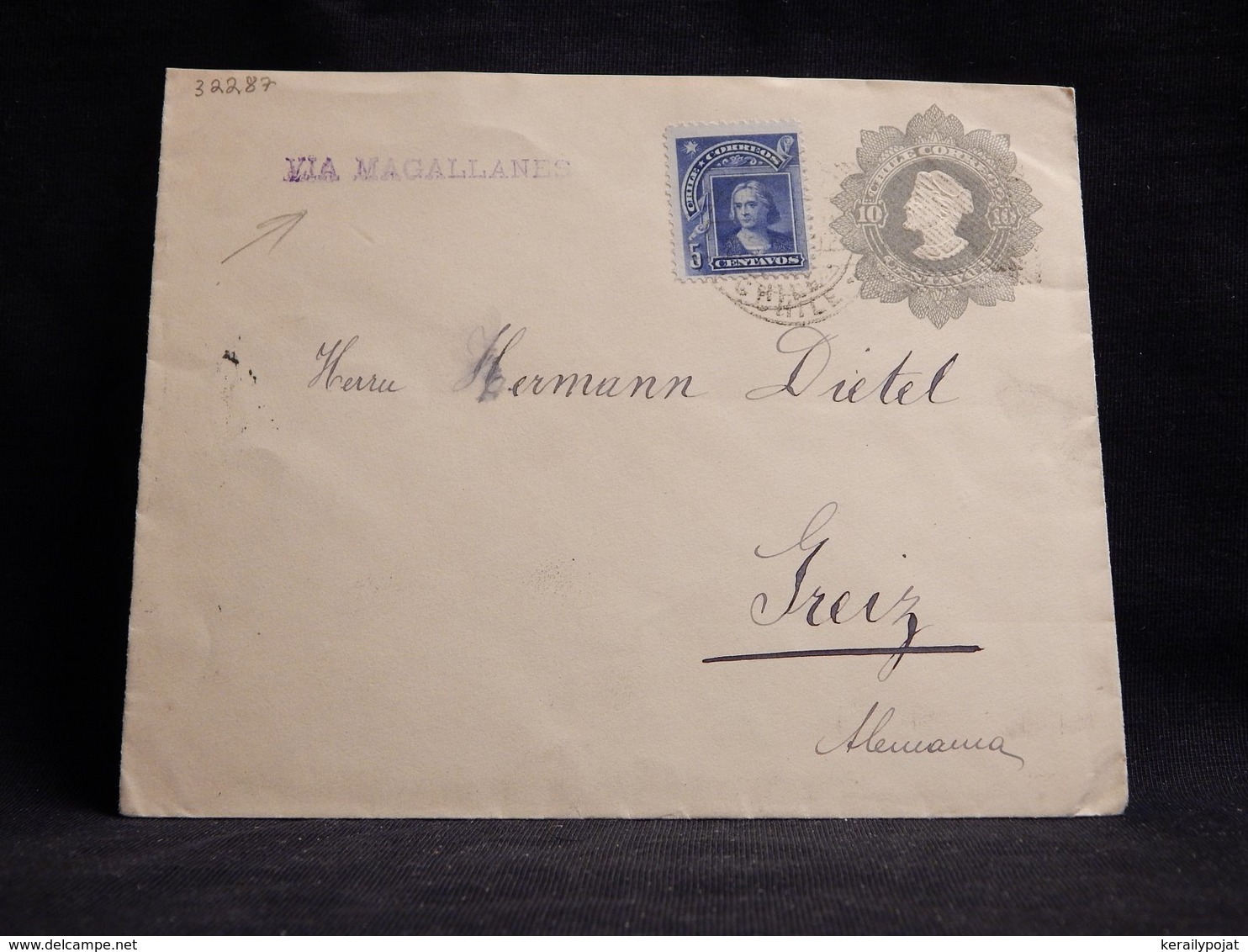 Chile 1908 Via Magallanes Cover To Germany__(L-32287) - Chili