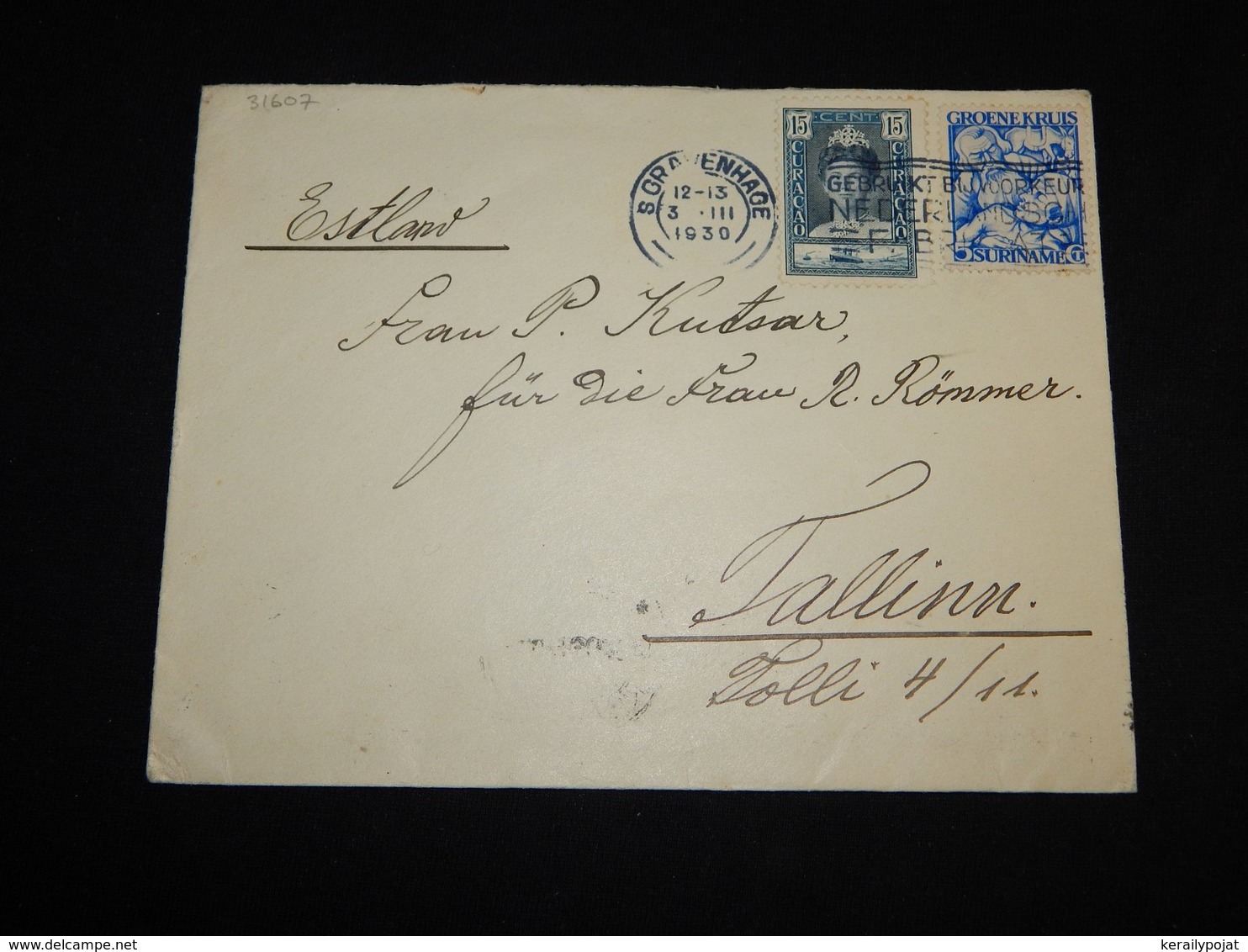 Curacao 1930 Gravenhage Cover To Estonia__(L-31607) - Curaçao, Antille Olandesi, Aruba