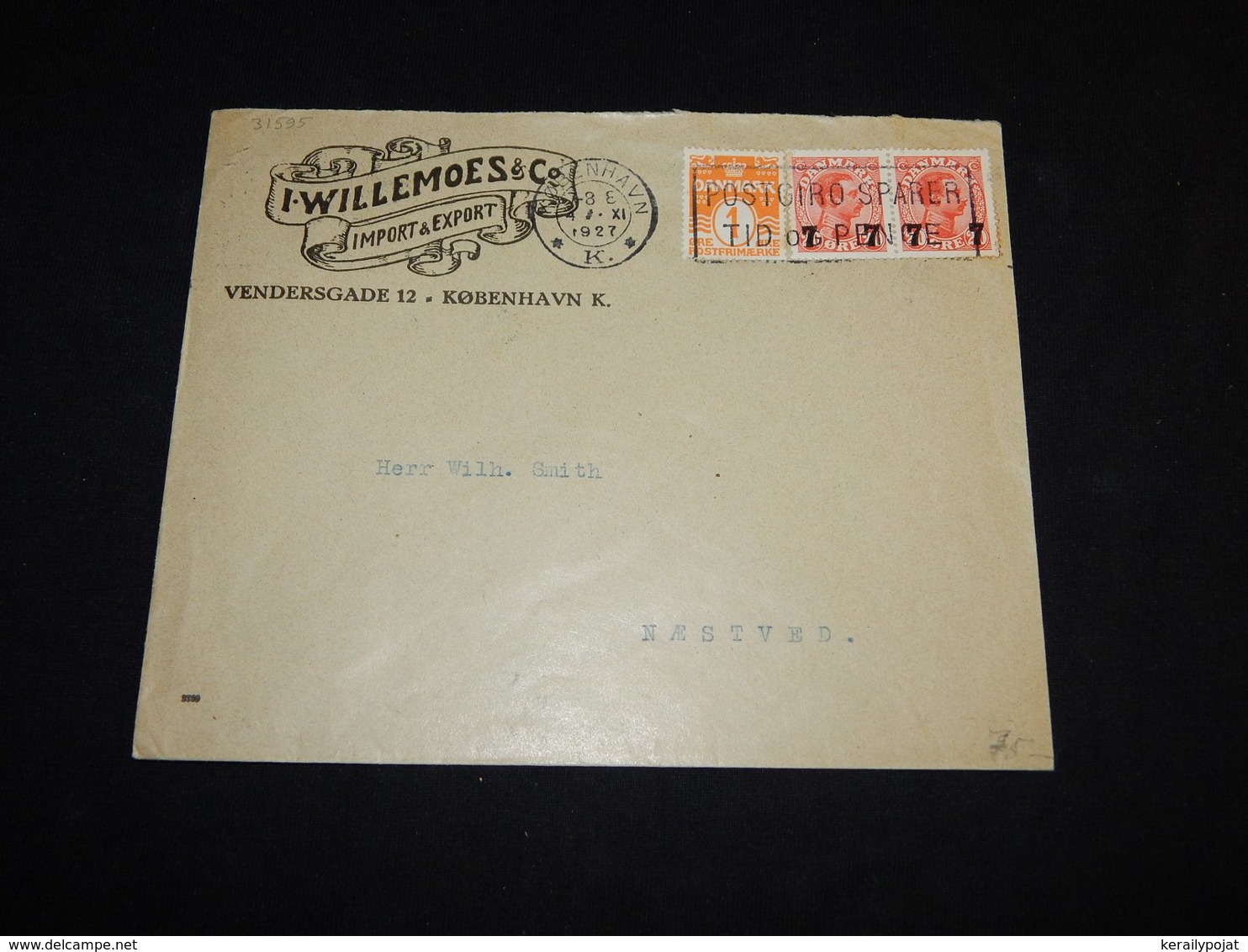 Denmark 1927 Köbenhavn I.Willemosse Business Cover__(L-31595) - Covers & Documents