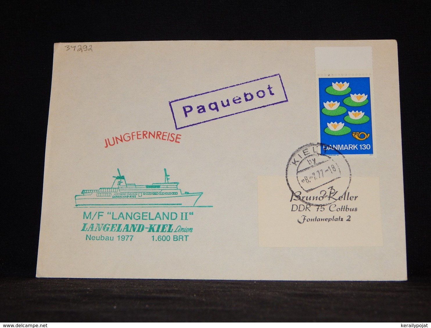 Denmark 1977 Kiel M/F Langeland II Paquebot Cover__(L-34292) - Covers & Documents