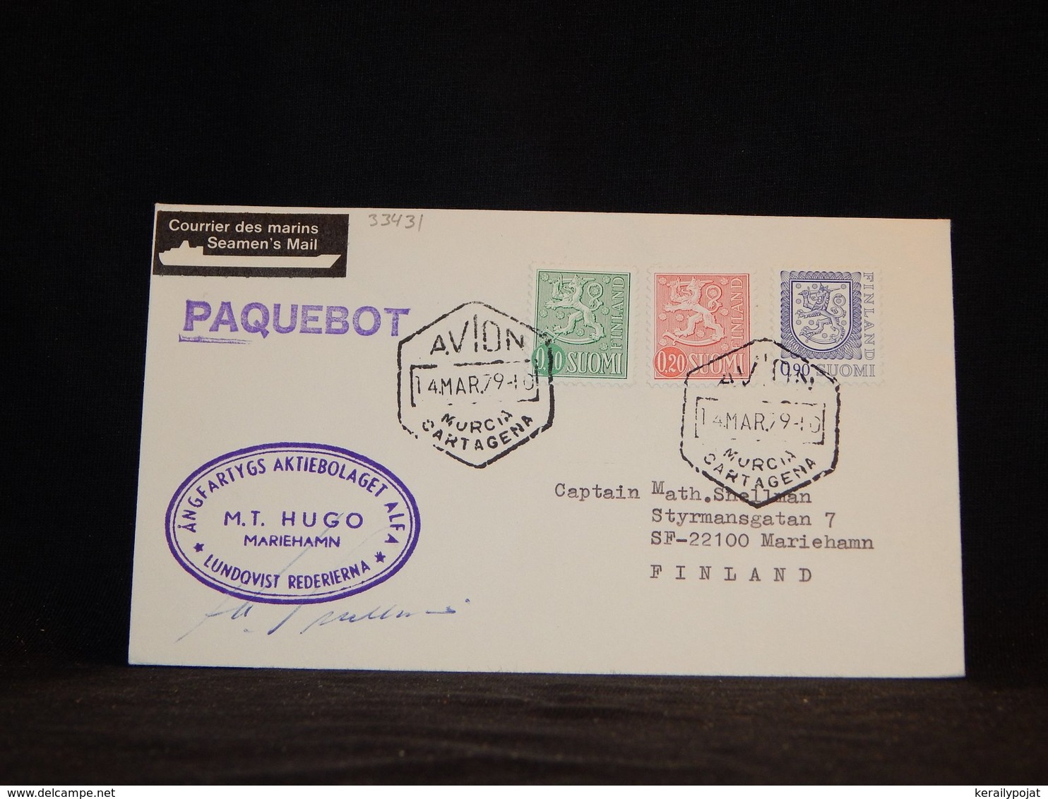 Finland 1979 Cartagena M.T. Hugo Paquebot Cover__(L-33431) - Lettres & Documents